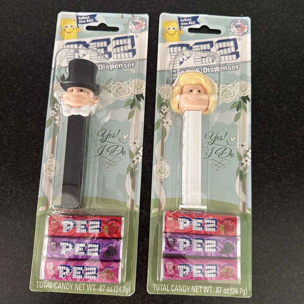 PEZ Bride & Groom Wedding Candy Dispenser Set of 2 NIP Sealed Collectible